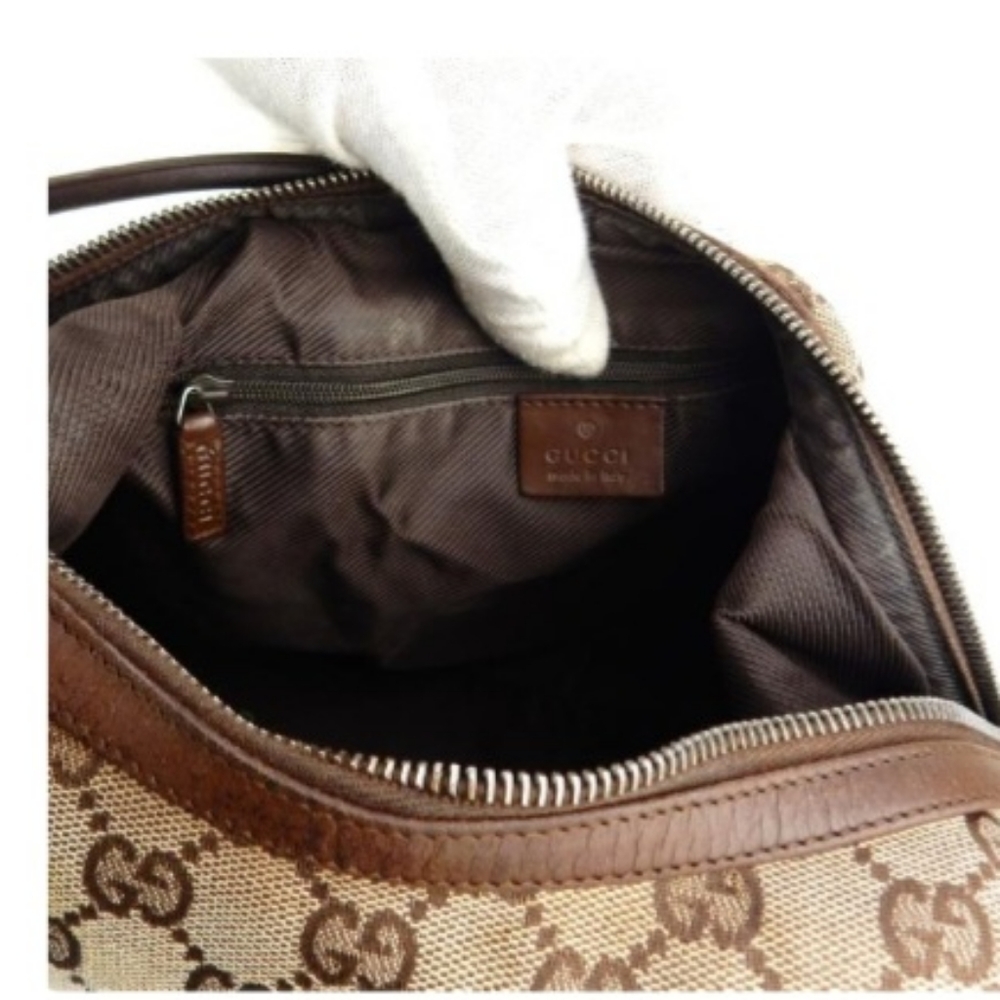 Authentic Gucci Hobo Brown Monogram Canvas Leather Shoulder Bag 11'L 4'W 11'H